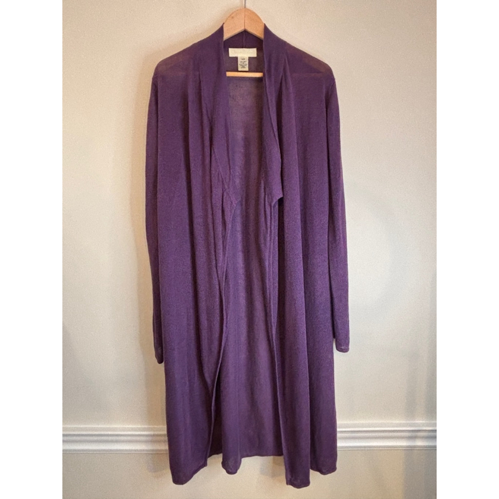 Ronit Zilkha Linen Full Length Open Cardigan Women's Size Medium Purple